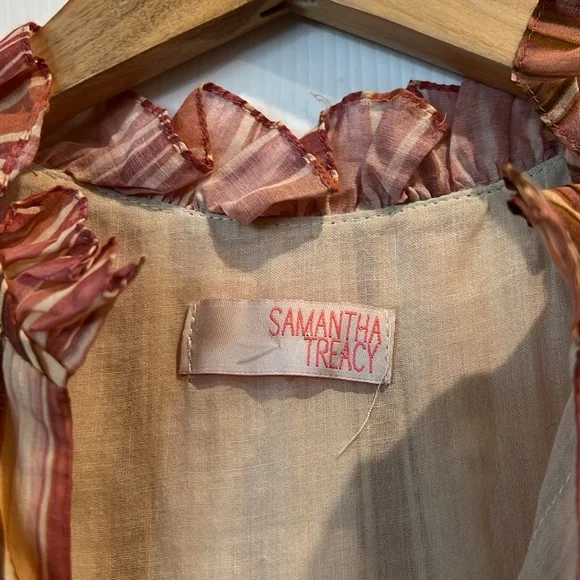 SAMANTHA TREACY Striped Deep V-neck Cocktail Dress - Picture 4 of 12